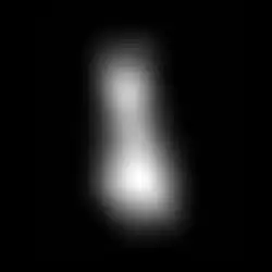 Arrokoth as seen by LORRI during its approach, and released on January 1, 2019.[35]
