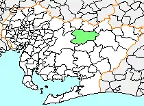 Location of Asuke in Aichi Prefecture