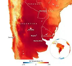 Heat wave intensification. Events like the 2022 Southern Cone heat wave are becoming more common.[275]